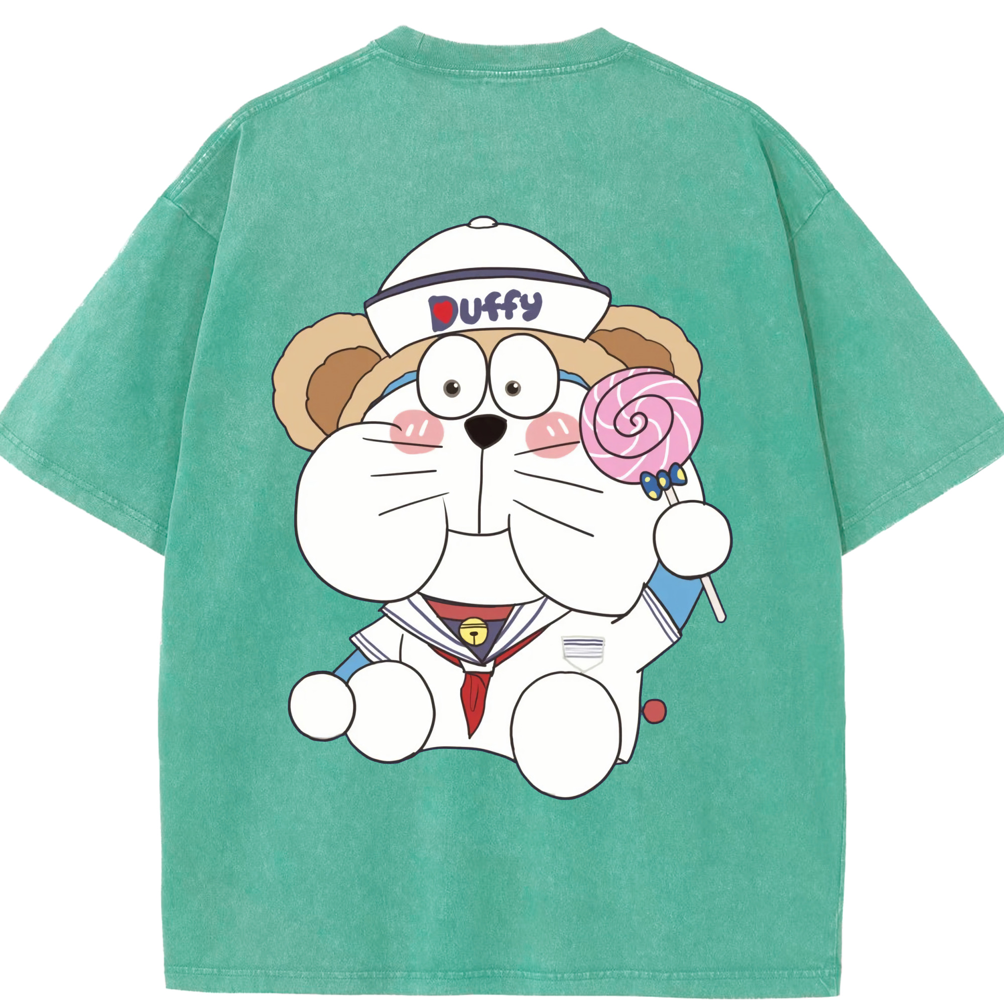 （画像用） ドラえもん Doraemon 綿100% ヴィンテージ風 半袖Tシャツ（背面プリント）